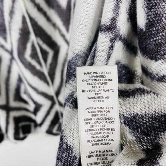 Chico's Size Large 12 2 Modern Diamond Mona Open Cardigan Sweater Brown White - Picture 5 of 5